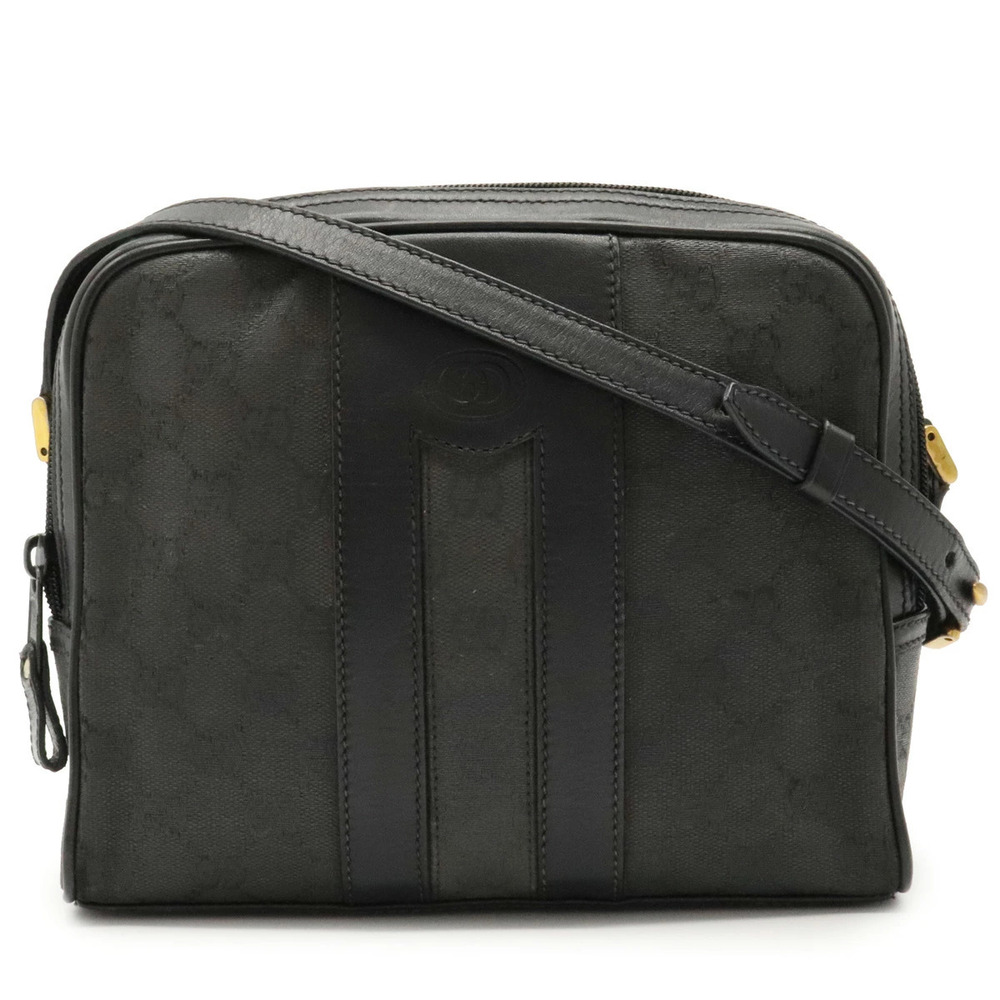 Gucci GG Crossbody Bag Canvas Leather Black